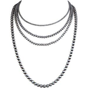 Western Navajo Pearl Necklaces for Women, Boho Long Layered Turquoise Beaded Jew